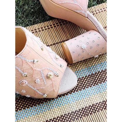 Modanta Pink Floral Peep Toes Sandal Heels