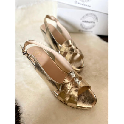 Modanta Snakeskin Gold Heels
