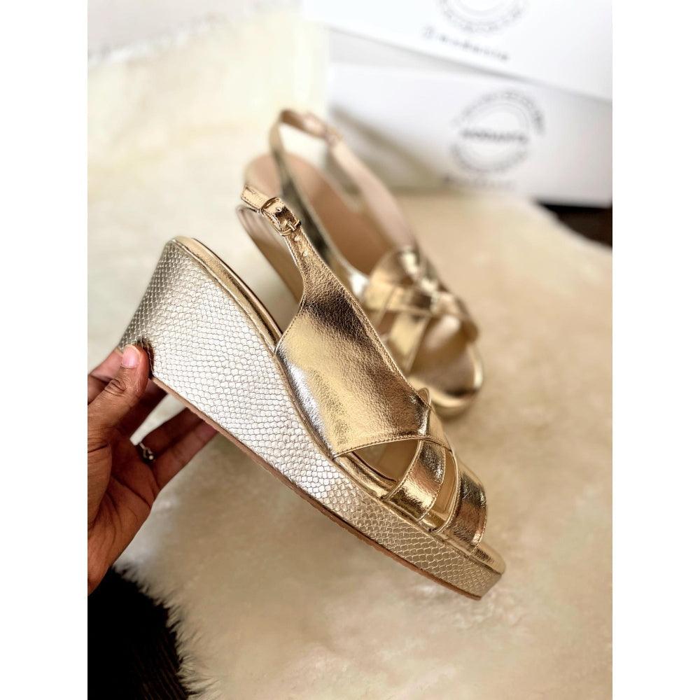 Modanta Snakeskin Gold Heels