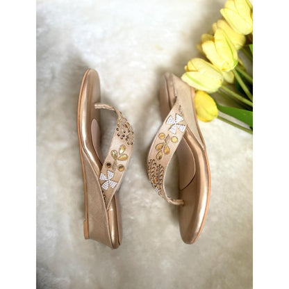 Modanta Gota V-Strap Gold Wedges