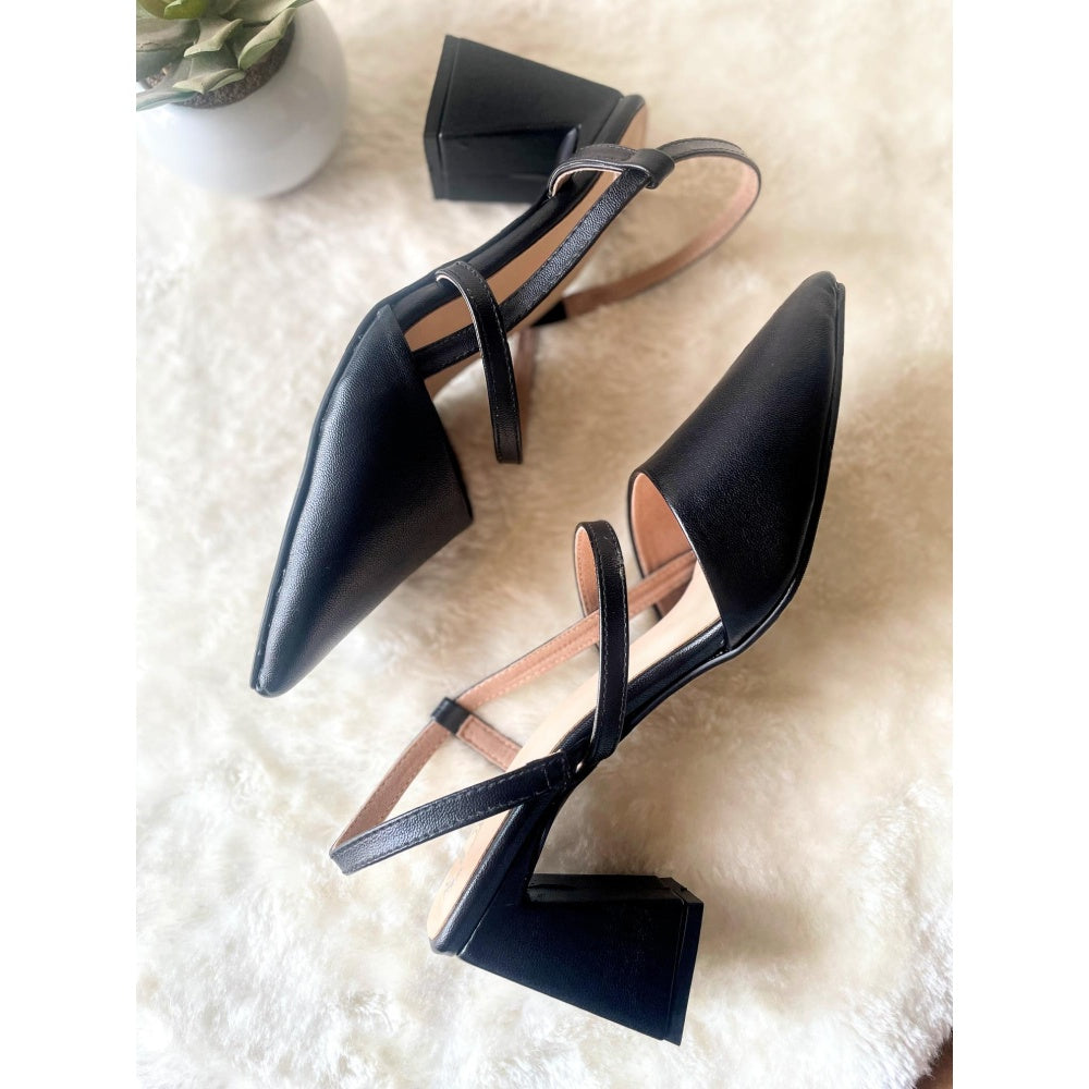 Modanta Black Strappy Pointed Heels