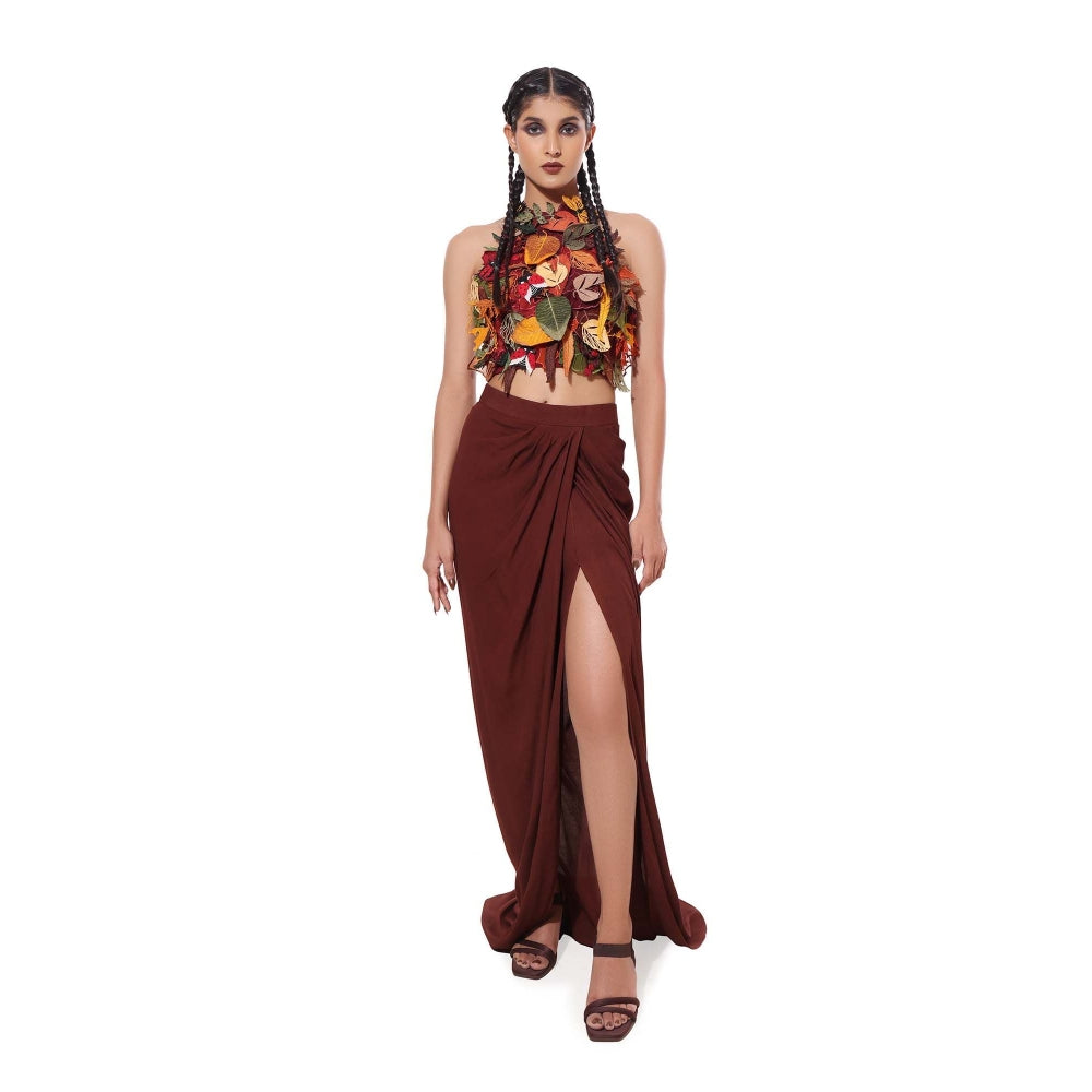 MODO CALDO Brown Auburn Earth Top and Skirt