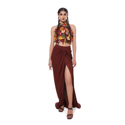 MODO CALDO Brown Auburn Earth Top and Skirt