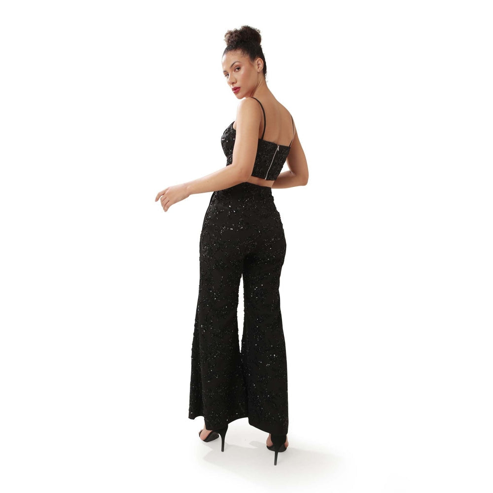 MODO CALDO Black Mystery Embellished Crop Top and Pant