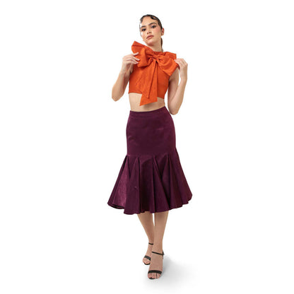 MODO CALDO Orange Solar Orchid Solid Top and Skirt
