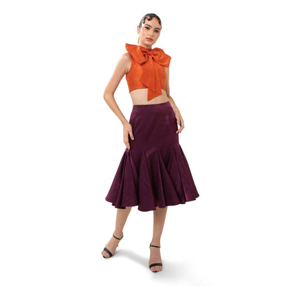 MODO CALDO Orange Solar Orchid Solid Top and Skirt