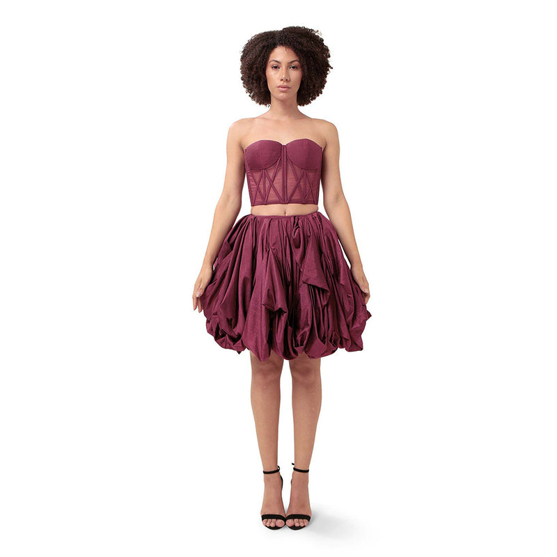 MODO CALDO Purple Intimacy Solid Corset and Skirt