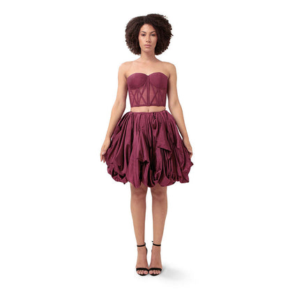 MODO CALDO Purple Intimacy Solid Corset and Skirt