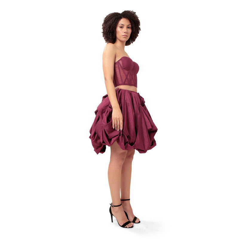 MODO CALDO Purple Intimacy Solid Corset and Skirt