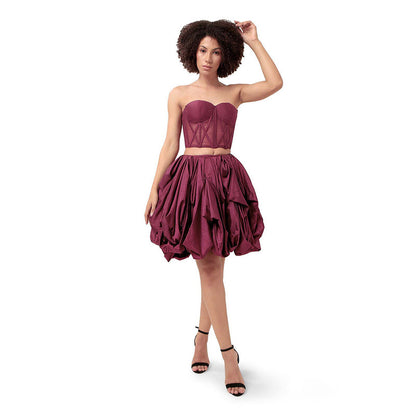 MODO CALDO Purple Intimacy Solid Corset and Skirt