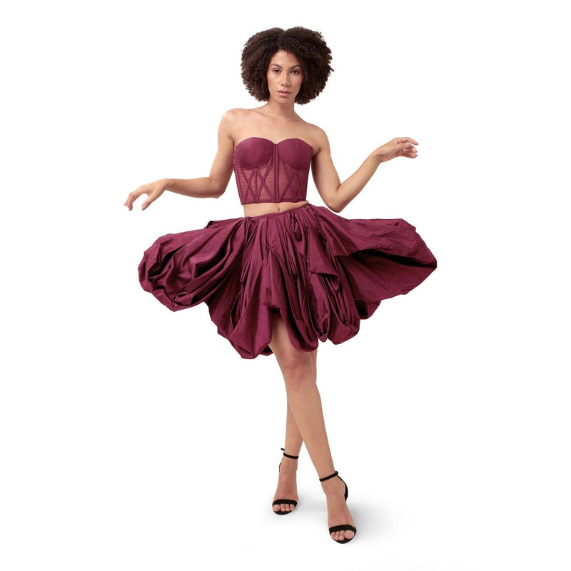 MODO CALDO Purple Intimacy Solid Corset and Skirt