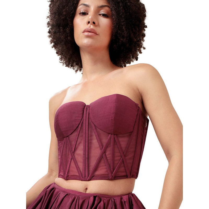 MODO CALDO Purple Intimacy Solid Corset and Skirt