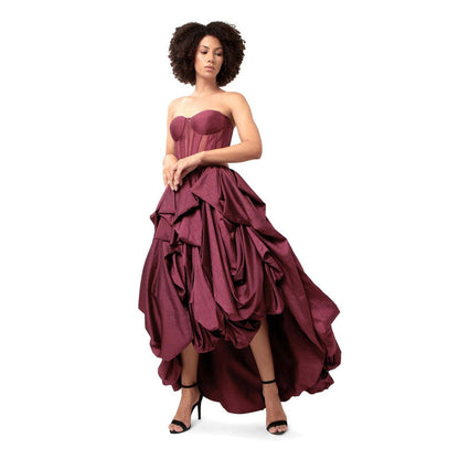 MODO CALDO Purple Infatuation Solid Corset and Skirt