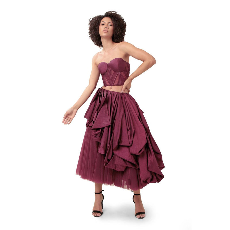 MODO CALDO Purple Attraction Solid Corset and Skirt