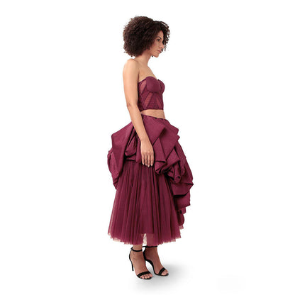 MODO CALDO Purple Attraction Solid Corset and Skirt