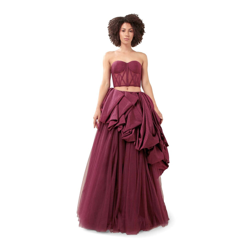 MODO CALDO Purple Infinity Solid Corset and Skirt