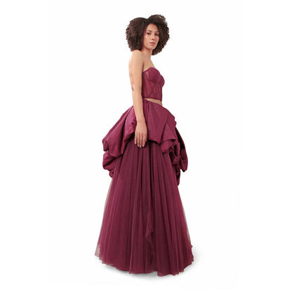 MODO CALDO Purple Infinity Solid Corset and Skirt