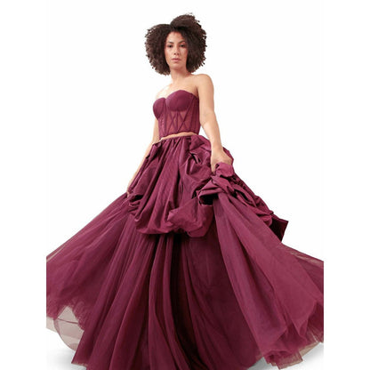 MODO CALDO Purple Infinity Solid Corset and Skirt