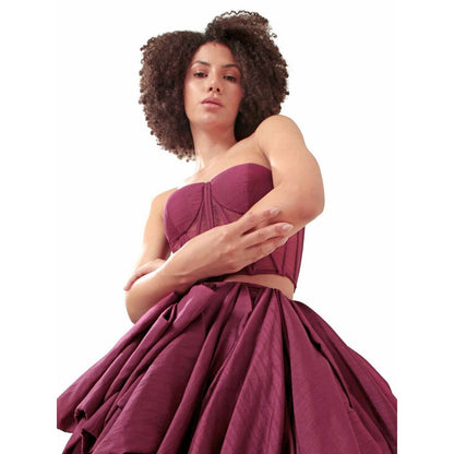 MODO CALDO Purple Infinity Solid Corset and Skirt