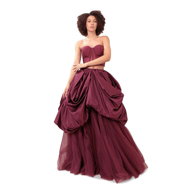 MODO CALDO Purple Commitment Solid Corset and Skirt