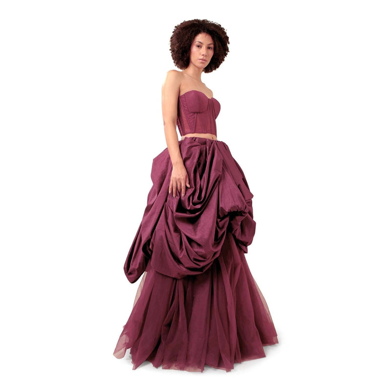 MODO CALDO Purple Commitment Solid Corset and Skirt
