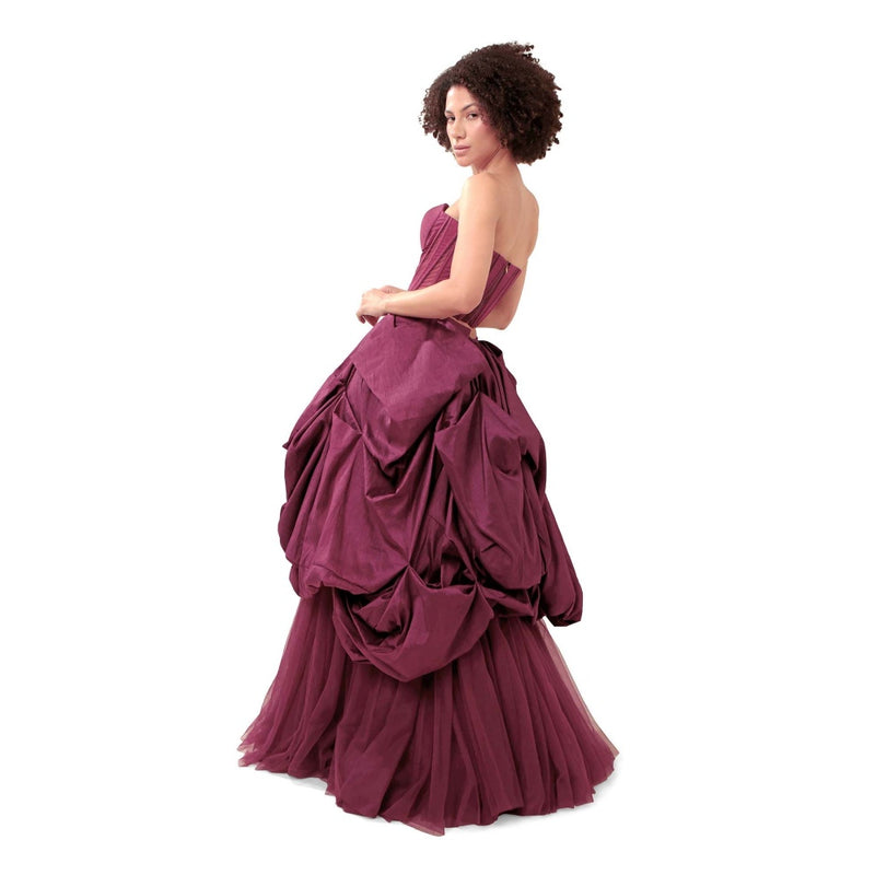 MODO CALDO Purple Commitment Solid Corset and Skirt