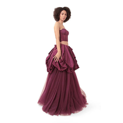 MODO CALDO Purple Understanding Solid Corset and Skirt