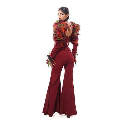 MODO CALDO Maroon Jungle Canopy Jumpsuit
