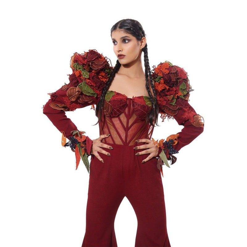 MODO CALDO Maroon Jungle Canopy Jumpsuit