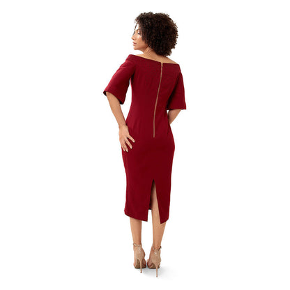 MODO CALDO Maroon Cutting Edge Dress