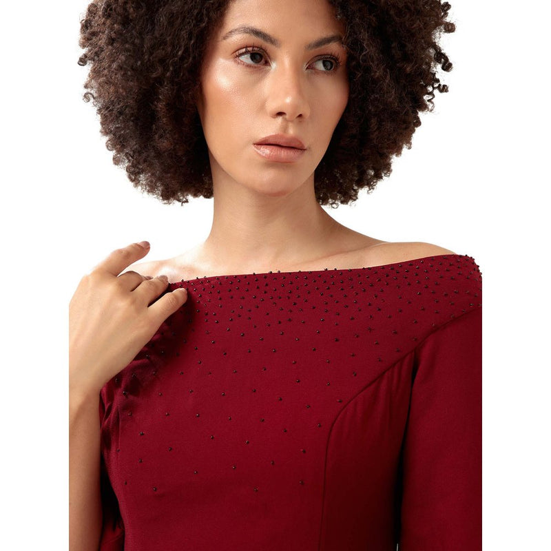 MODO CALDO Maroon Cutting Edge Dress