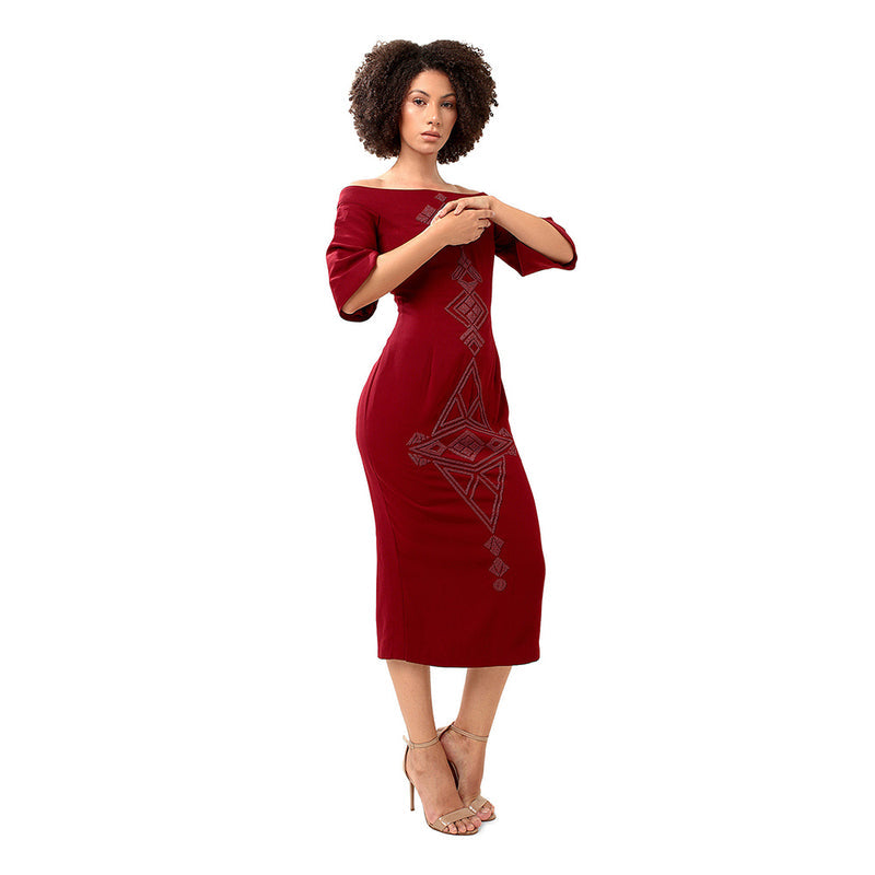 MODO CALDO Maroon Sharp Cusp Dress