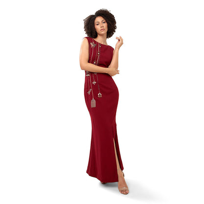MODO CALDO Maroon Metropolitan Dress