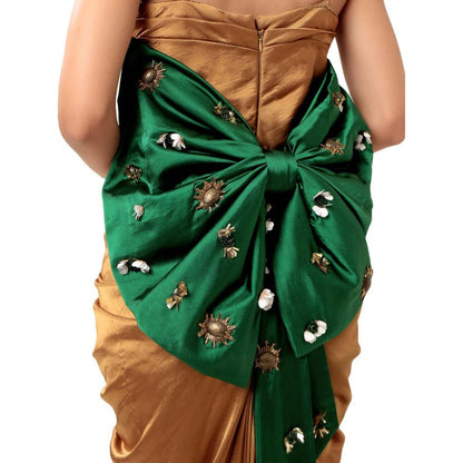 MODO CALDO Womens Gold Gown with Bow