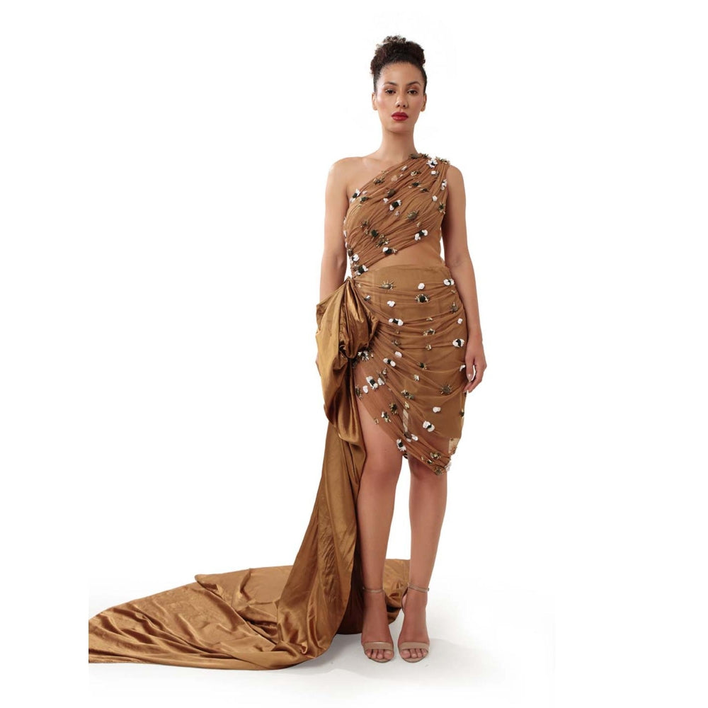 MODO CALDO Womens Brown Dress with Trail