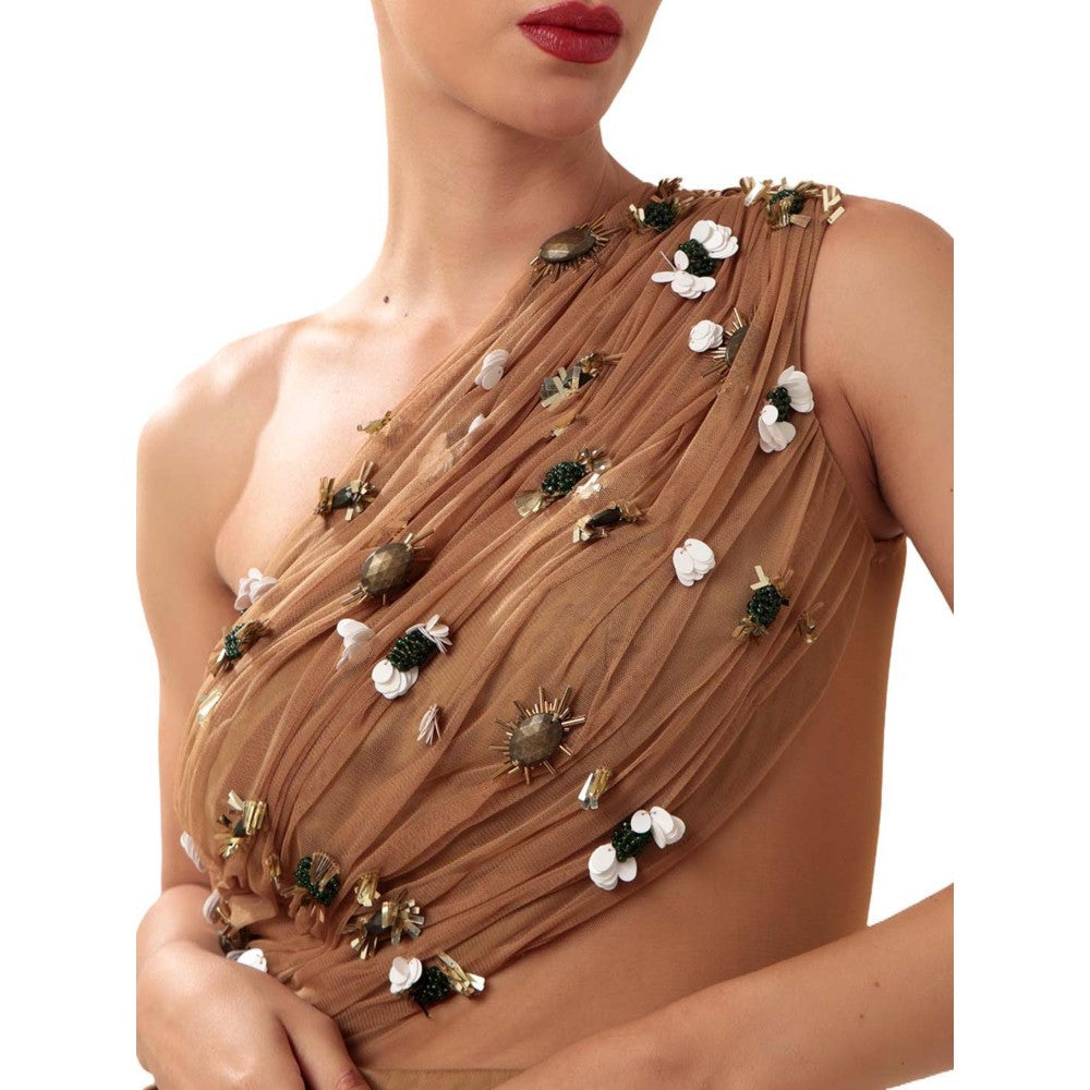 MODO CALDO Womens Brown Dress with Trail