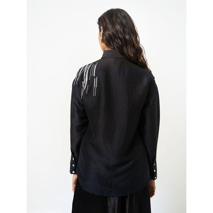 Moment Bombay Black City Lights Silk Shirt