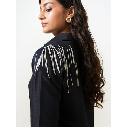 Moment Bombay Black City Lights Silk Shirt