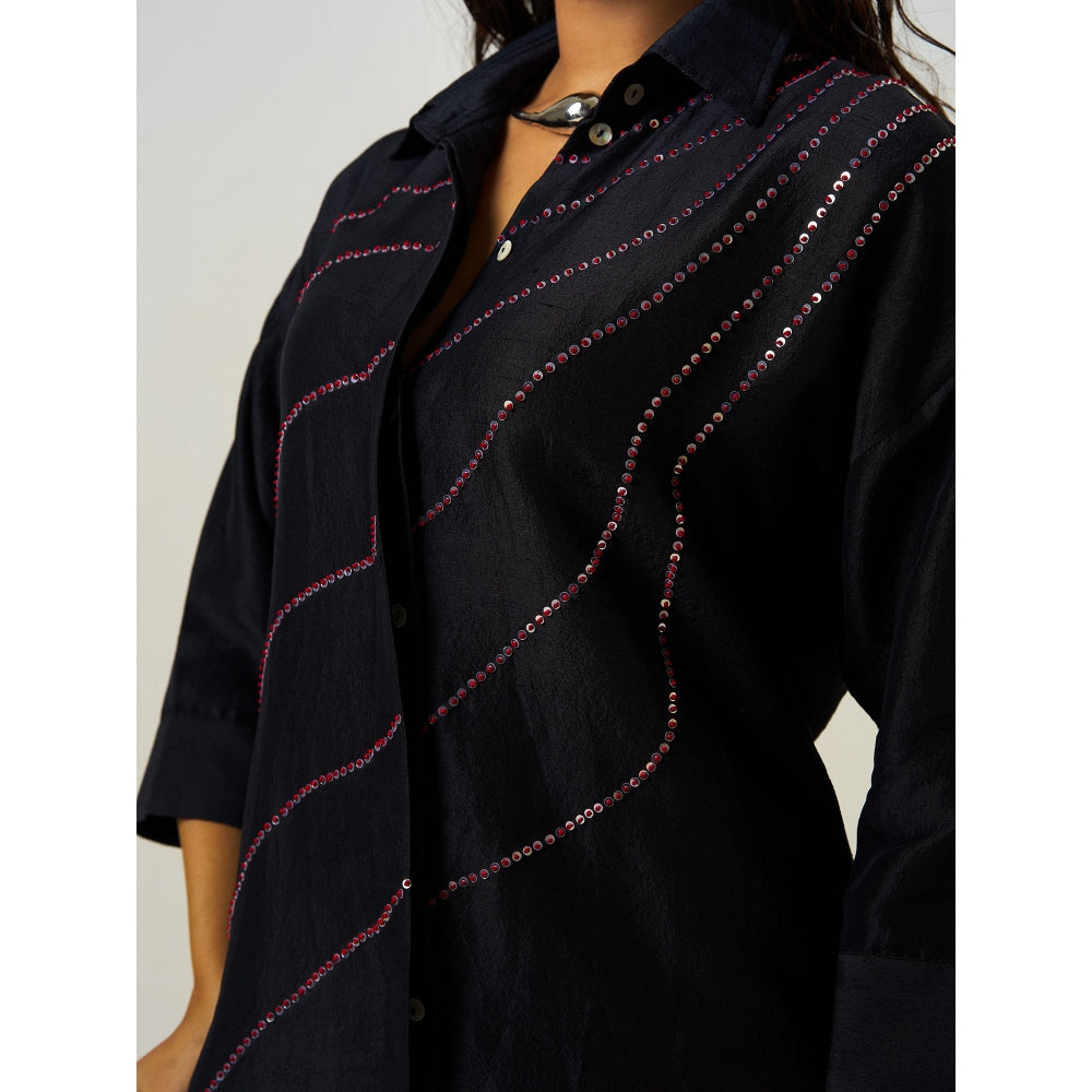 Moment Bombay Black Colaba Silk Shirt