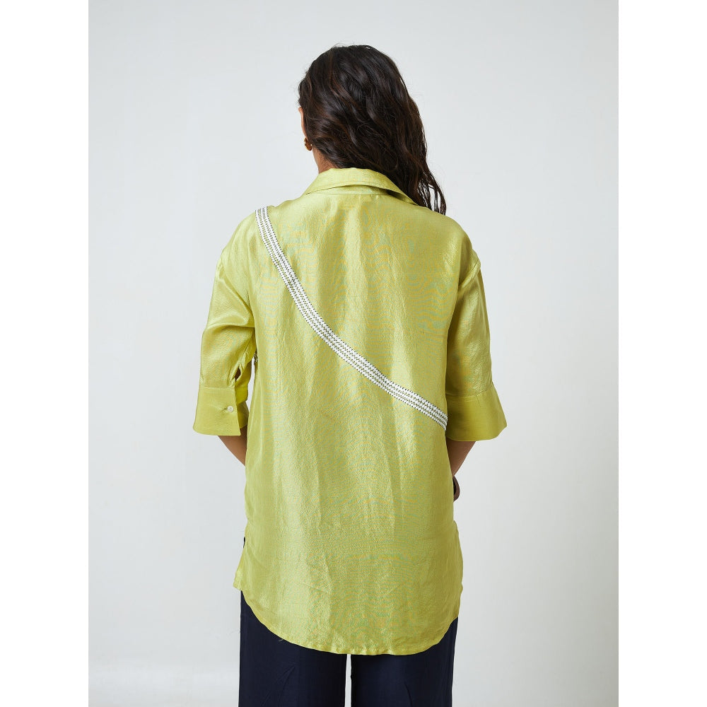 Moment Bombay Green Staple Silk Shirt