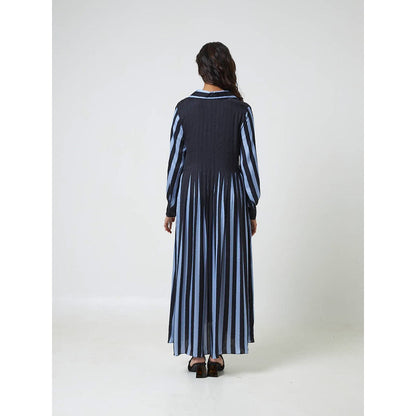 Moment Bombay Blue Sunrays Dress with Belt