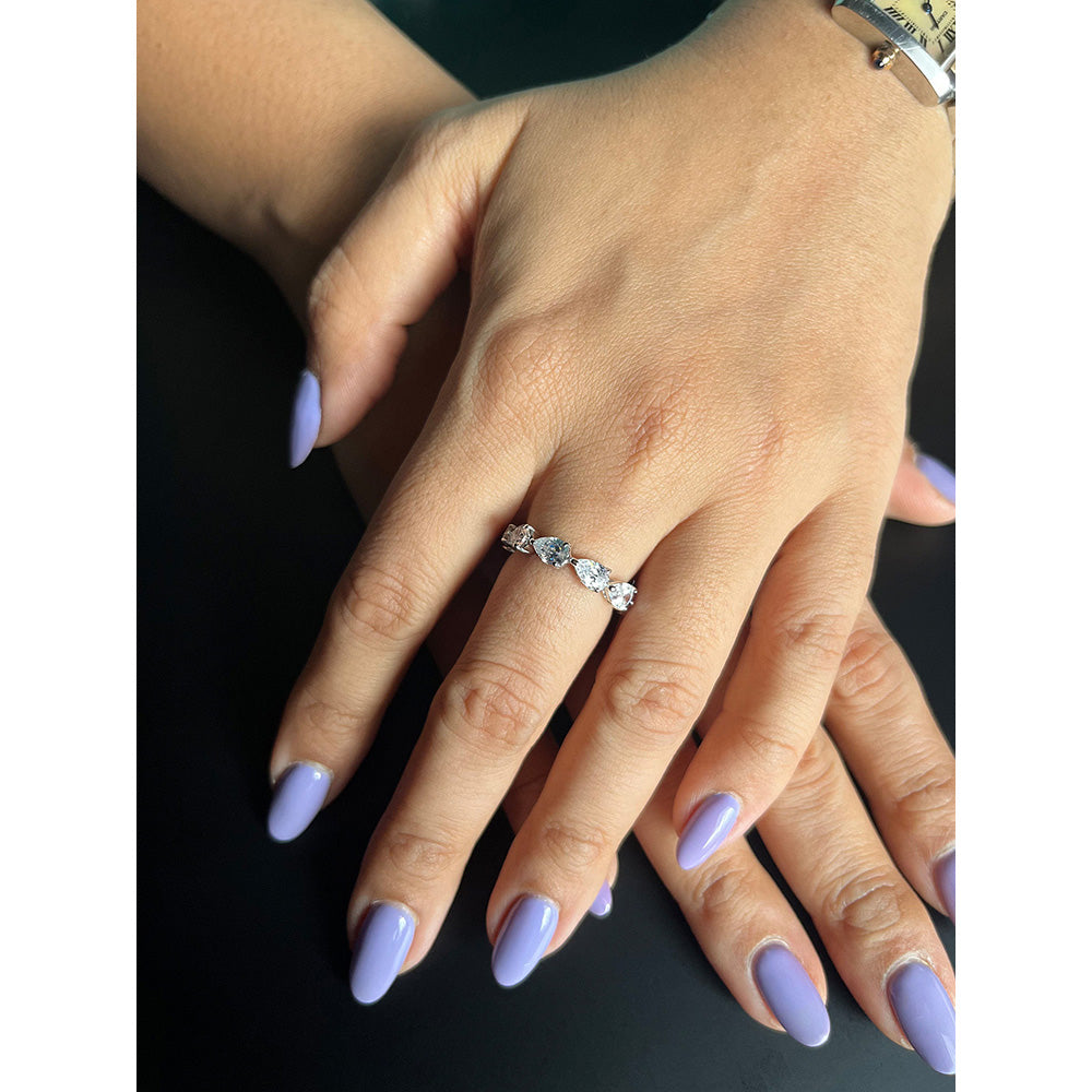 Mon Tresor Pear Shaped Diamond Eternity Ring - White