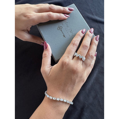 Mon Tresor Zig Zag Baguette Dia Eternity Ring - White