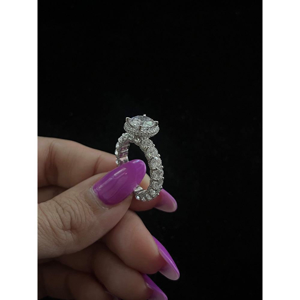 Mon Tresor 2.5 Carat Round Solitaire With Dia Halo And 3D Dia Ring - White