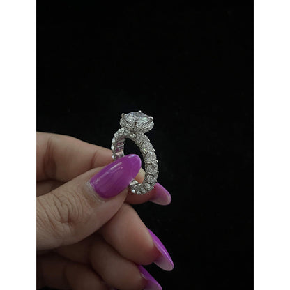 Mon Tresor 2.5 Carat Round Solitaire With Dia Halo And 3D Dia Ring - White