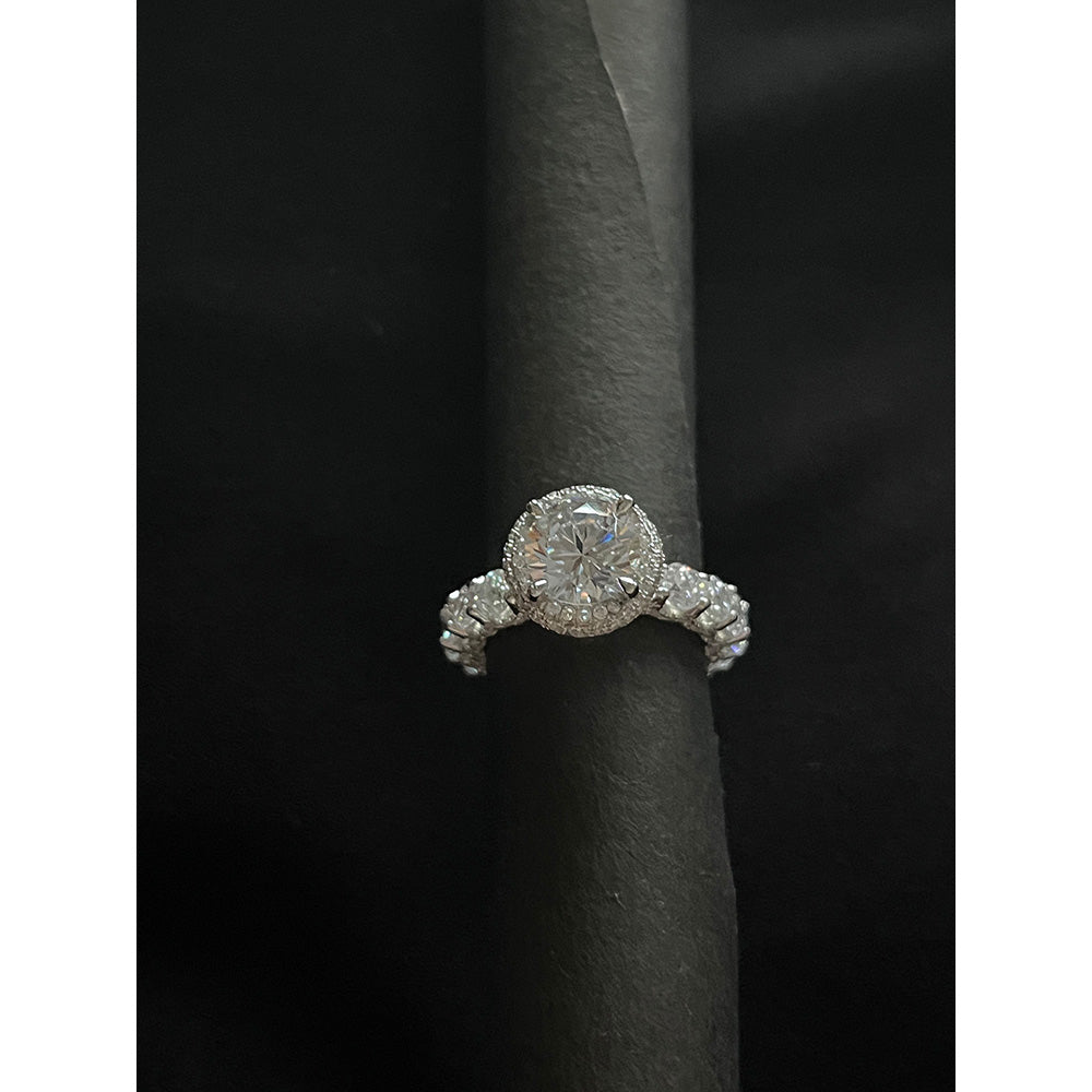 Mon Tresor 2.5 Carat Round Solitaire With Dia Halo And 3D Dia Ring - White