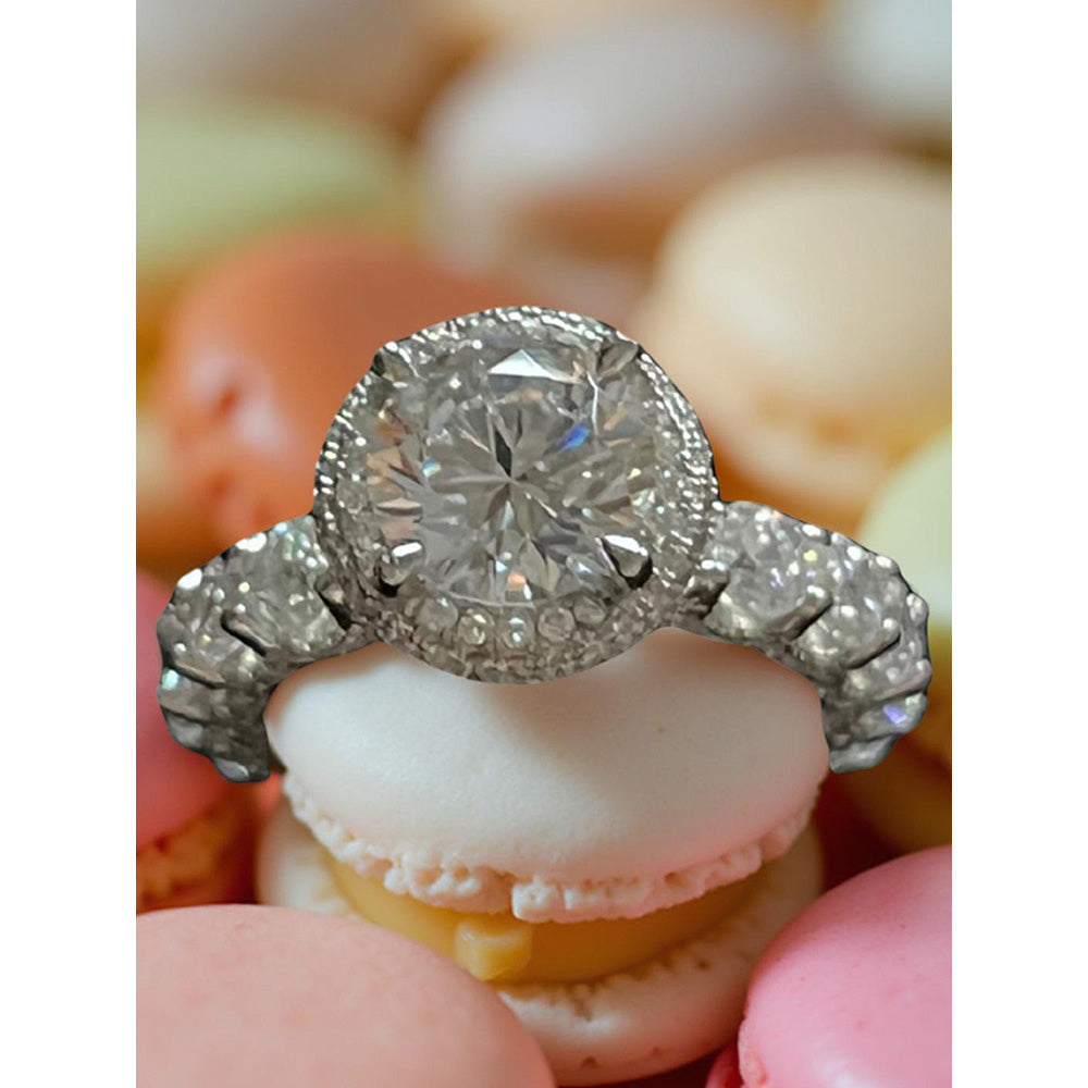 Mon Tresor 2.5 Carat Round Solitaire With Dia Halo And 3D Dia Ring - White