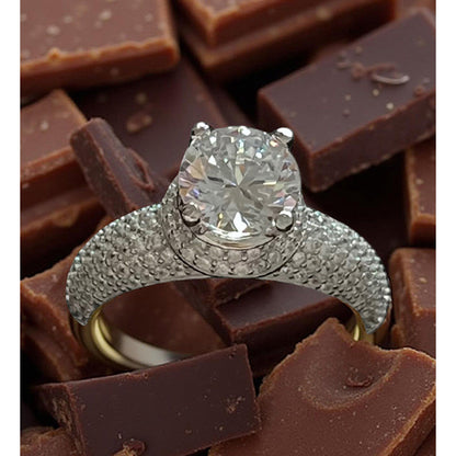 Mon Tresor 2 Carat Solitaire With Lifted Diamond Dust Ring - White