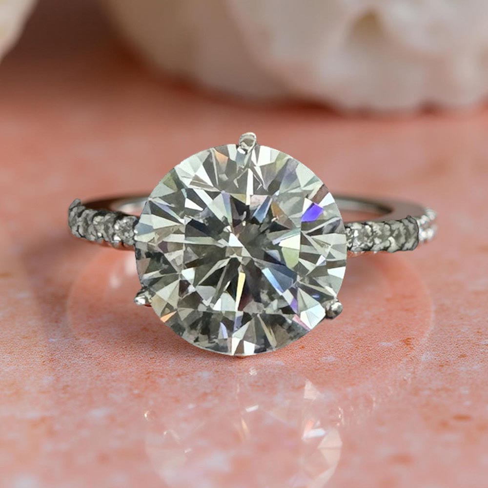 Mon Tresor 4 Carat Round Solitaire With Full Dia Ring - White