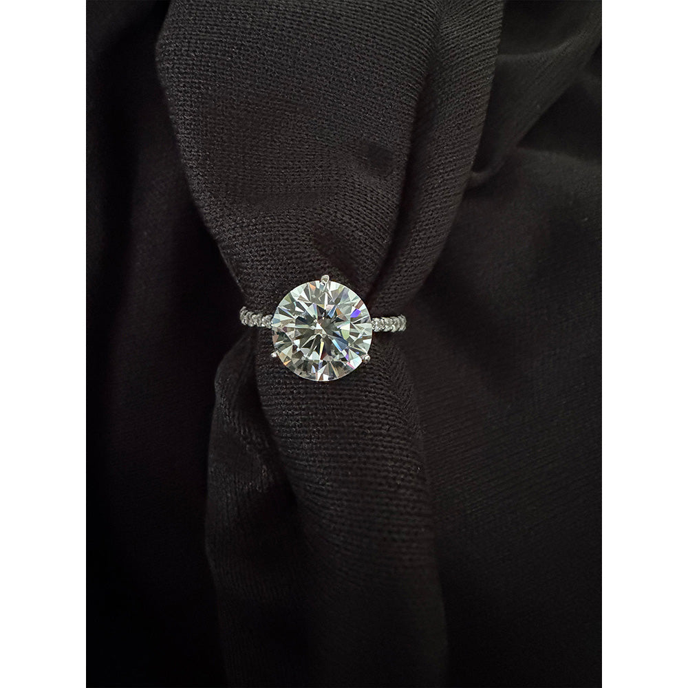 Mon Tresor 4 Carat Round Solitaire With Full Dia Ring - White
